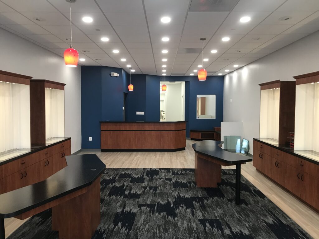 newly remodeled V Eye P Frederick check-in area