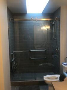 bathroom shower installation in a third floor renovation for ArachnidWorks