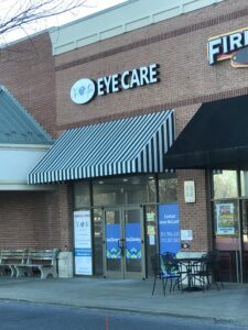 brick exterior of the V Eye P Eye Care office building that is located in Frederick Maryland