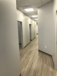 renovated hallway in the V Eye P Frederick location