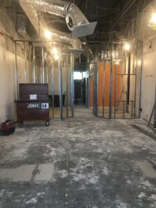 construction on the interior of the V Eye P Clarksburg building