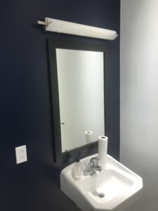 renovated bathroom in the V Eye P Clarksburg building