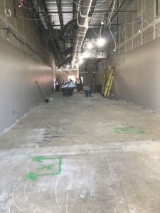 hallway construction at the V Eye P Frederick office